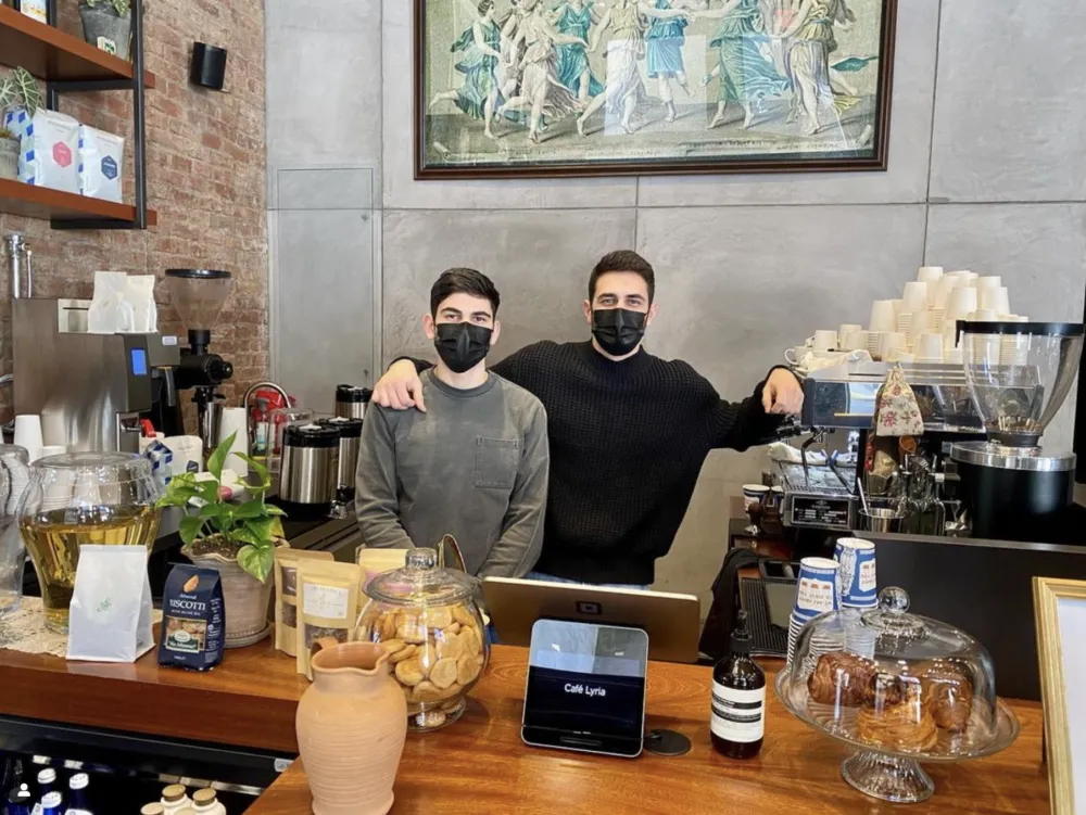 The counter at Café Lyria, pictured by NoHo BID in 2022